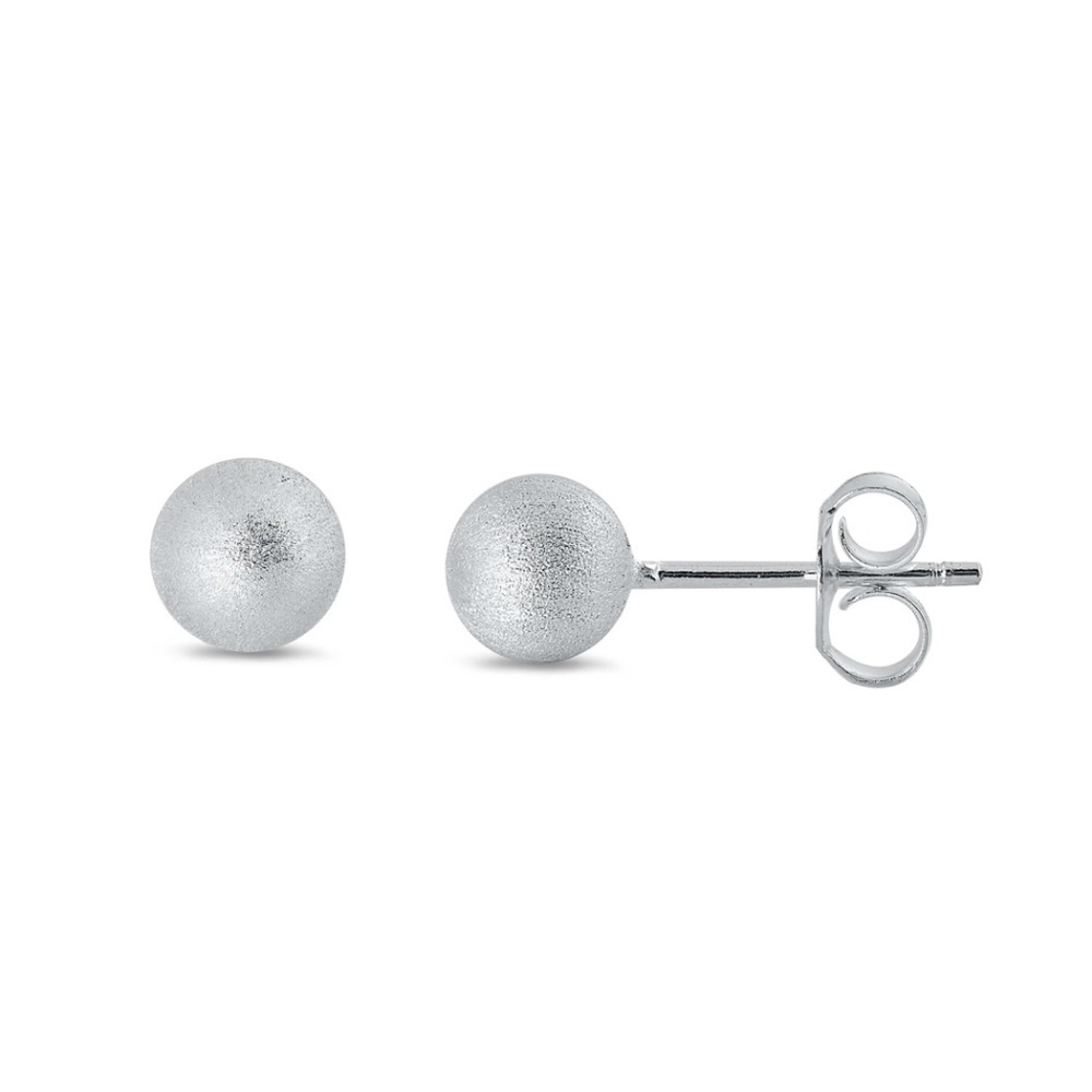 Brushed Sterling Silver Ball Stud Earrings – 5 mm